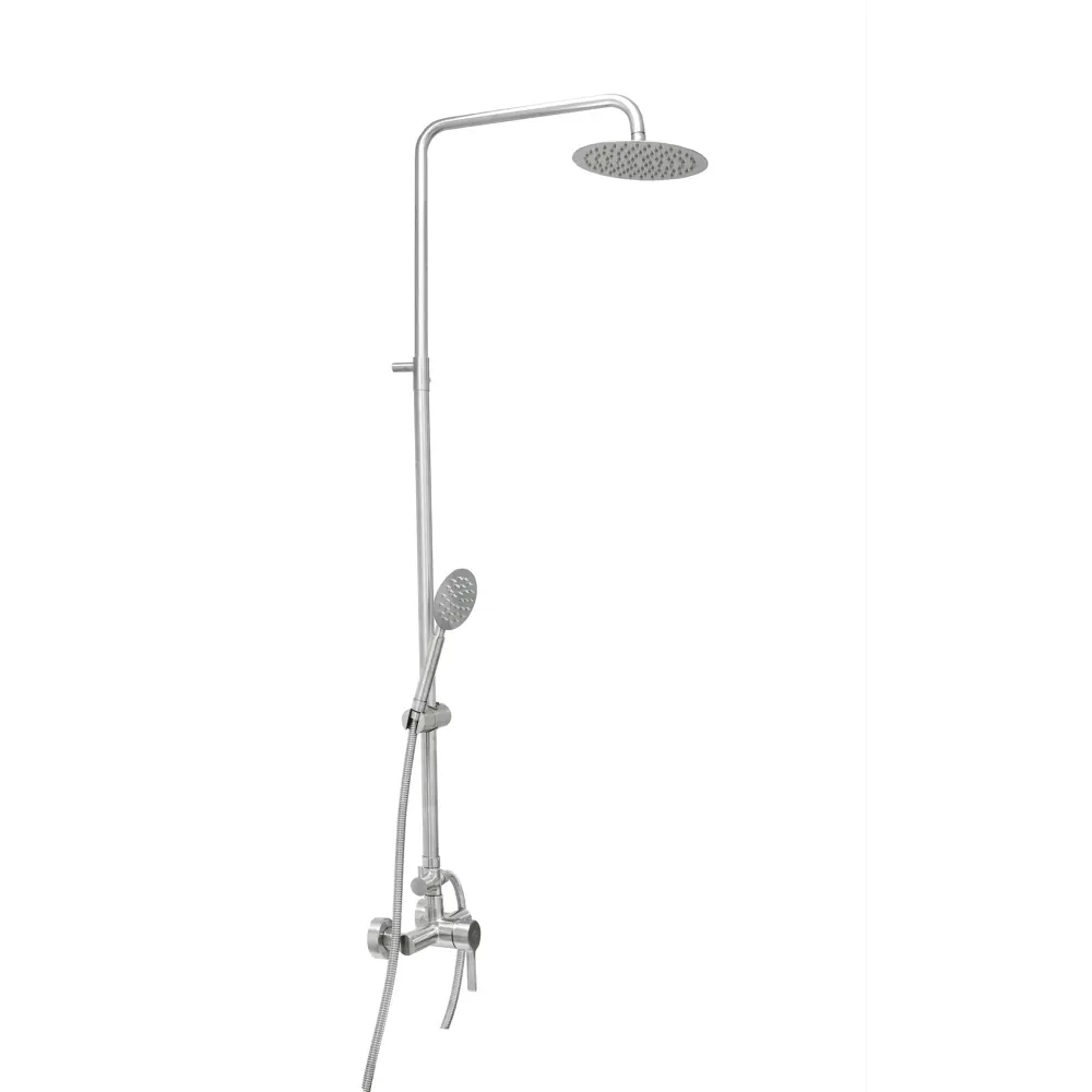 Фото Душевая стойка Santrek aqua-992 inox шар d-35 нерж, с верхним душем и смесителем (без излива) 317577 1 режимная цвет нержавейка Фото Душевая стойка Santrek aqua-992 inox шар d-35 нерж, с верхним душем и смесителем (без излива) 317577 1 режимная цвет нержавейка