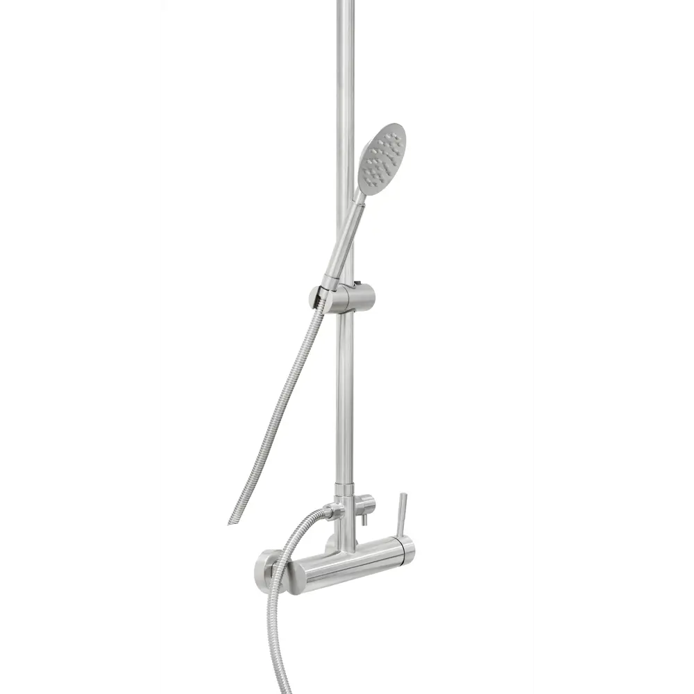 Фото 2 Душевая стойка Santrek aqua-994 inox шар d-35 нерж, с верхним душем и смесителем (без излива) 317579 1 режимная цвет нержавейка Фото 2 Душевая стойка Santrek aqua-994 inox шар d-35 нерж, с верхним душем и смесителем (без излива) 317579 1 режимная цвет нержавейка