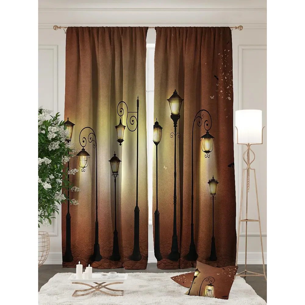 Фото 2 Комплект штор на шторной ленте Comfy Way CW901144 150x260 см цвет коричневый Фото 2 Комплект штор на шторной ленте Comfy Way CW901144 150x260 см цвет коричневый