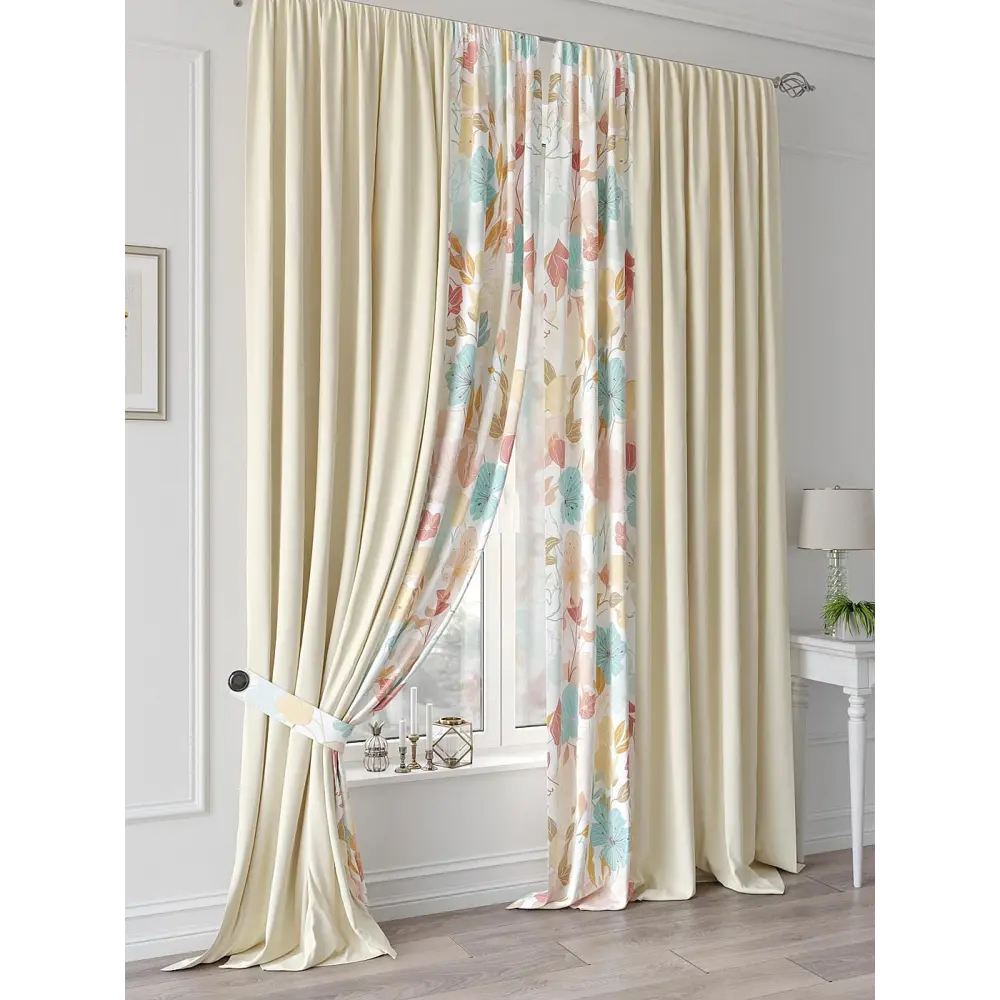 Фото 2 Комплект штор на шторной ленте Comfy Way Денсби 210x260 см цвет бежевый Фото 2 Комплект штор на шторной ленте Comfy Way Денсби 210x260 см цвет бежевый