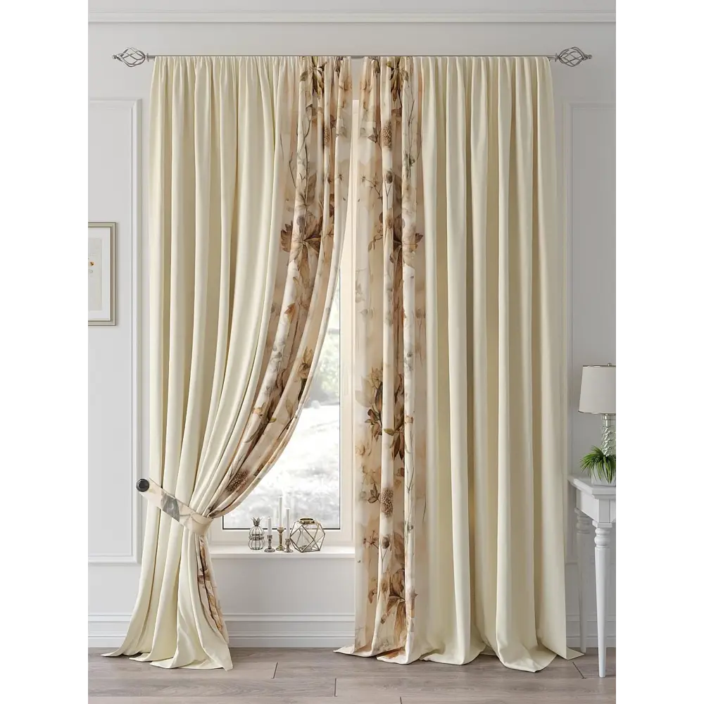 Фото 4 Комплект штор на шторной ленте Comfy Way Вестея 210x260 см цвет бежевый Фото 4 Комплект штор на шторной ленте Comfy Way Вестея 210x260 см цвет бежевый