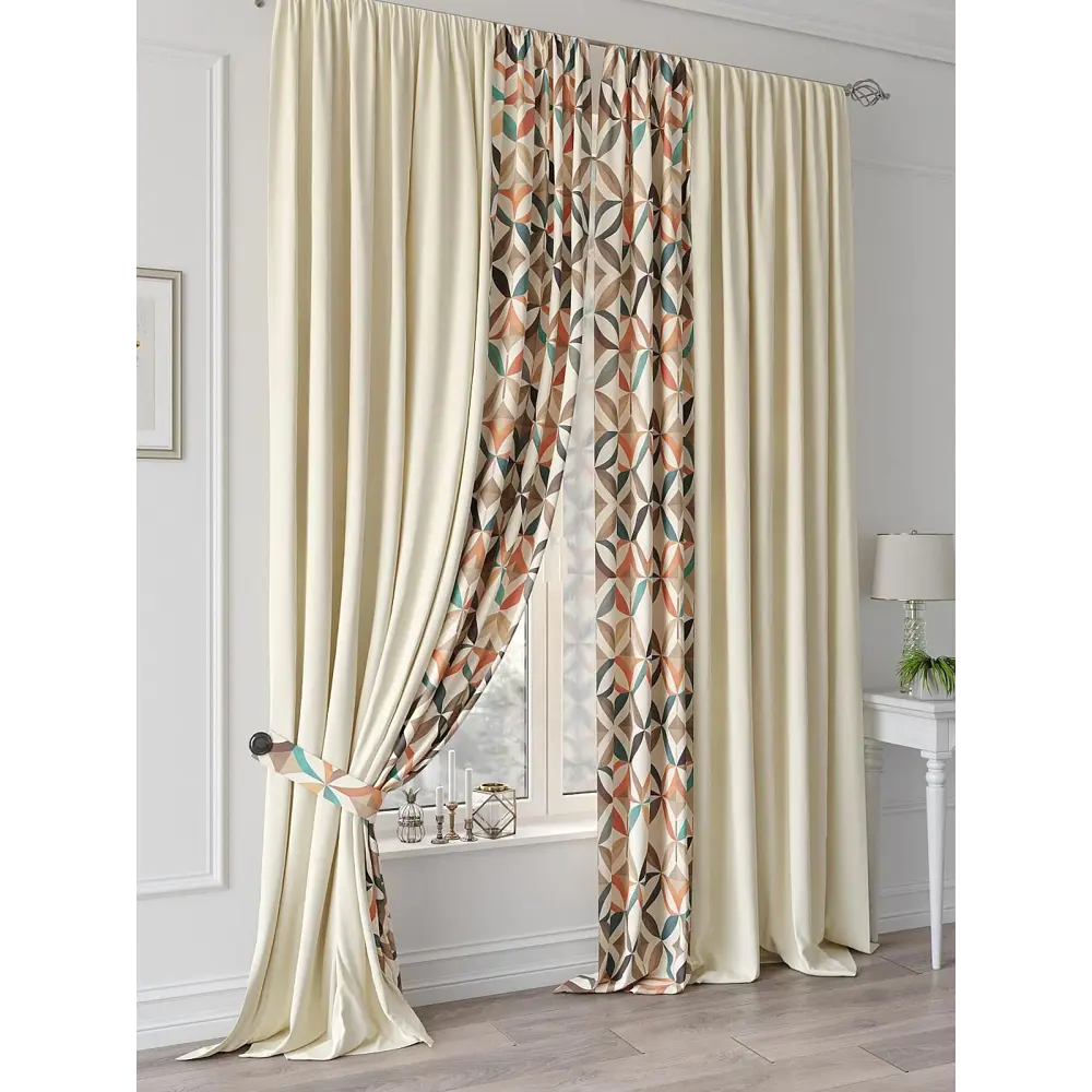 Фото 2 Комплект штор на шторной ленте Comfy Way Инкорити 210x260 см цвет бежевый Фото 2 Комплект штор на шторной ленте Comfy Way Инкорити 210x260 см цвет бежевый