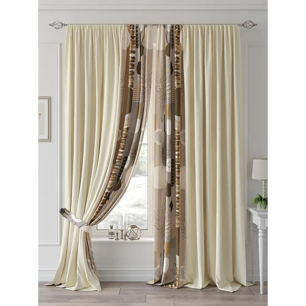 Фото 4 Комплект штор на шторной ленте Comfy Way Лиресса 210x260 см цвет бежевый Фото 4 Комплект штор на шторной ленте Comfy Way Лиресса 210x260 см цвет бежевый