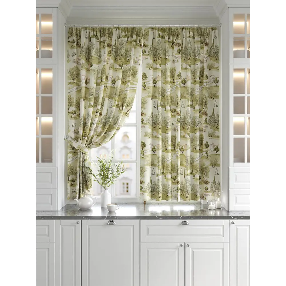 Фото 2 Комплект штор на шторной ленте Comfy Way Халиос 150x180 см цвет зеленый Фото 2 Комплект штор на шторной ленте Comfy Way Халиос 150x180 см цвет зеленый