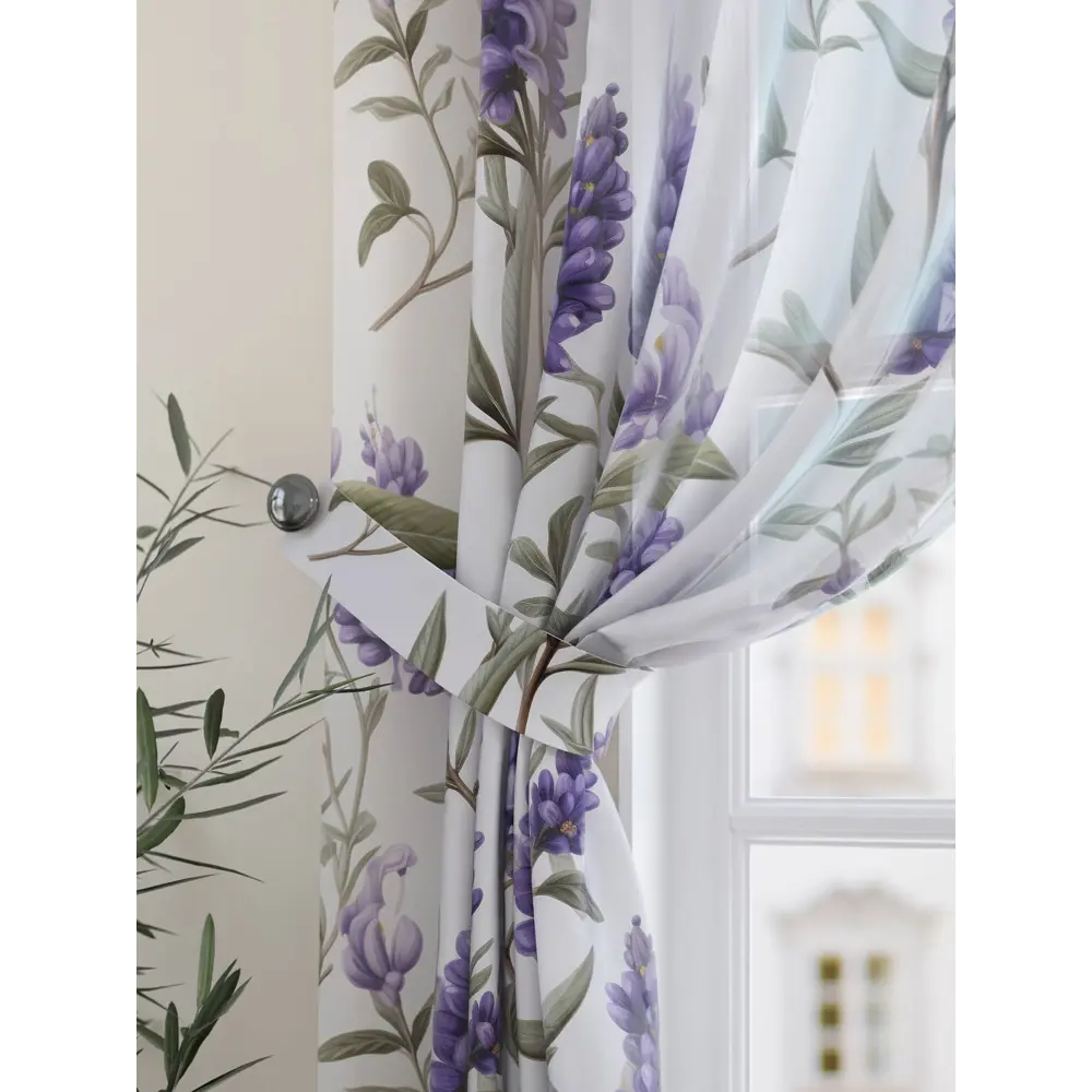 Фото 4 Комплект штор на шторной ленте Comfy Way Глифинс 150x180 см цвет фиолетовый Фото 4 Комплект штор на шторной ленте Comfy Way Глифинс 150x180 см цвет фиолетовый
