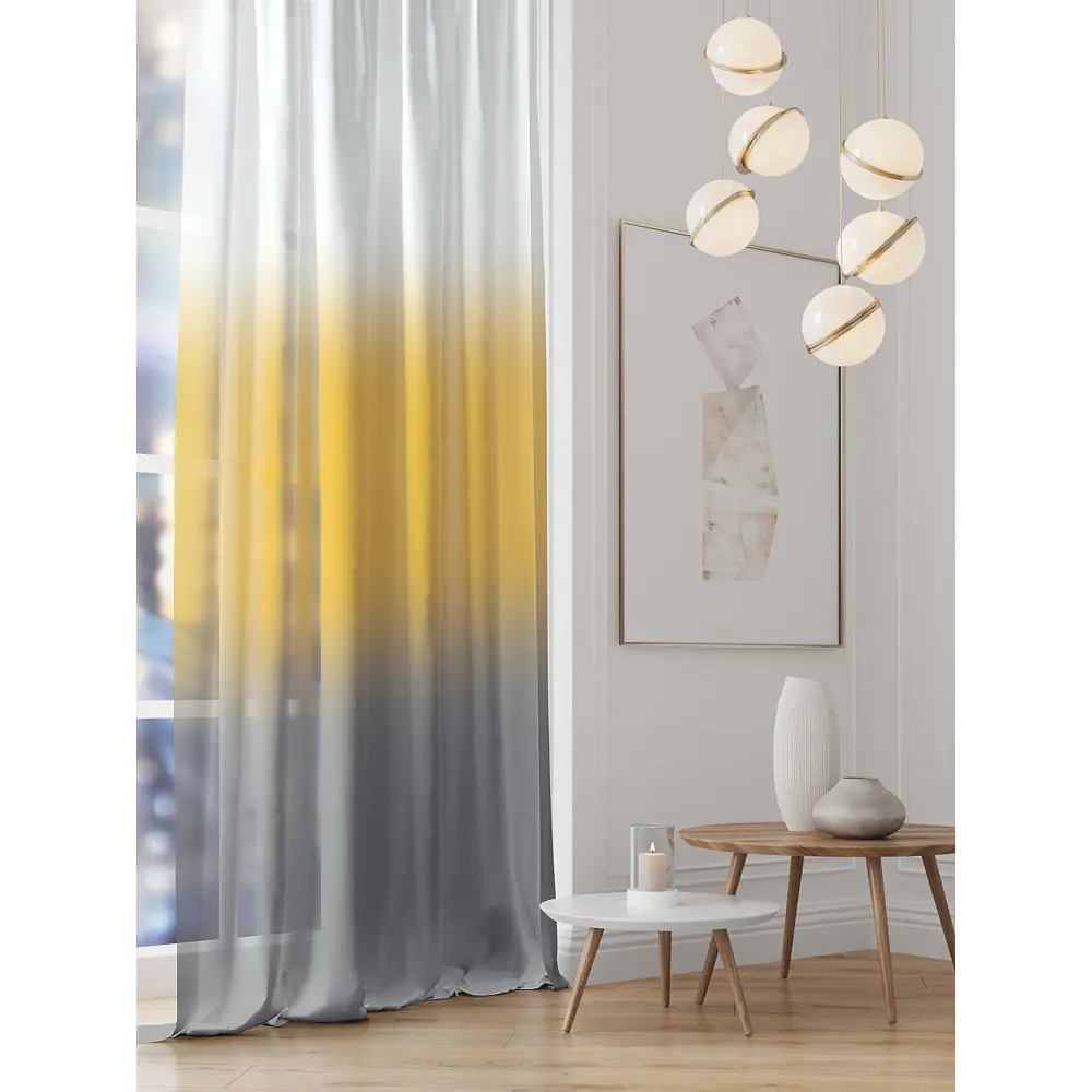 Фото Комплект штор на шторной ленте Comfy Way Эйлон 150x280 см цвет желтый Фото Комплект штор на шторной ленте Comfy Way Эйлон 150x280 см цвет желтый