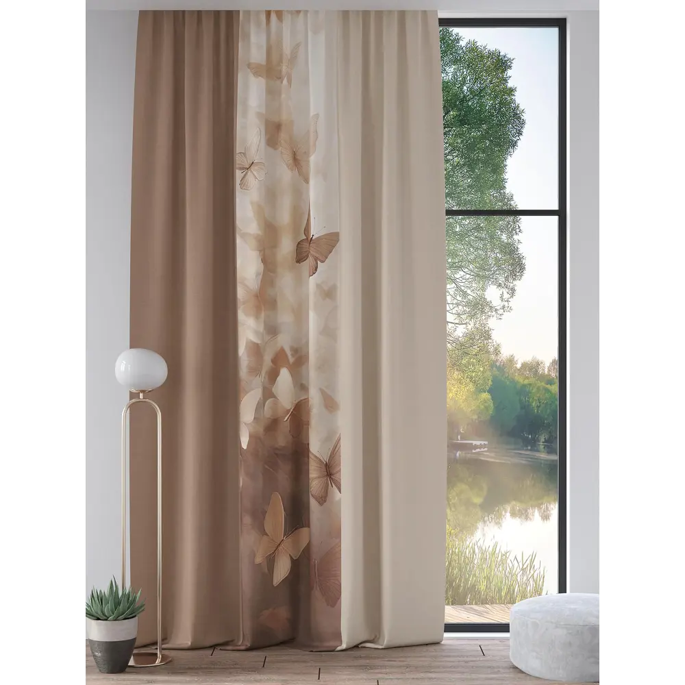 Фото 3 Комплект штор на шторной ленте Comfy Way Дорани 220x300 см цвет бежевый Фото 3 Комплект штор на шторной ленте Comfy Way Дорани 220x300 см цвет бежевый