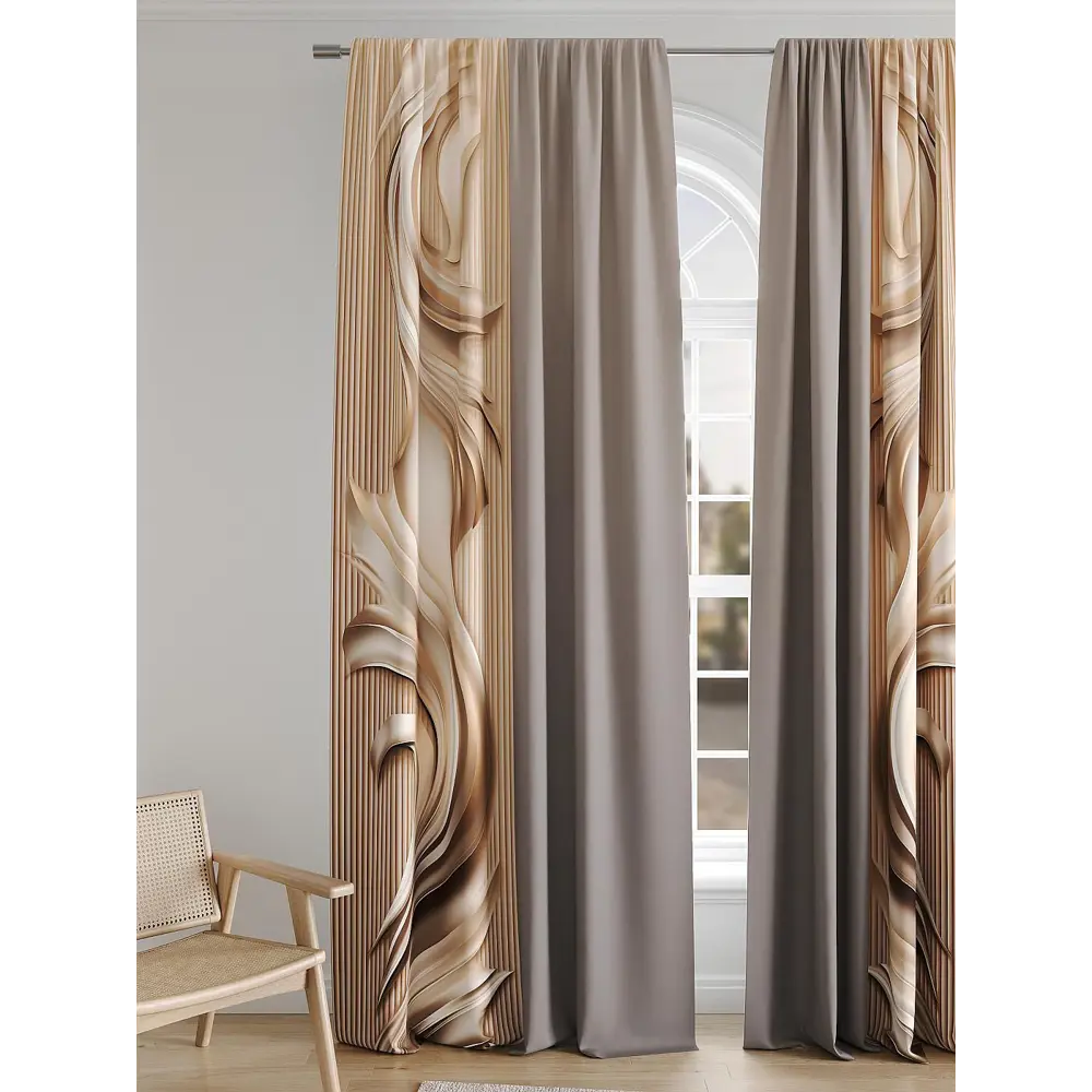 Фото 6 Комплект штор на шторной ленте Comfy Way Фралнит 150x250 см цвет бежевый Фото 6 Комплект штор на шторной ленте Comfy Way Фралнит 150x250 см цвет бежевый