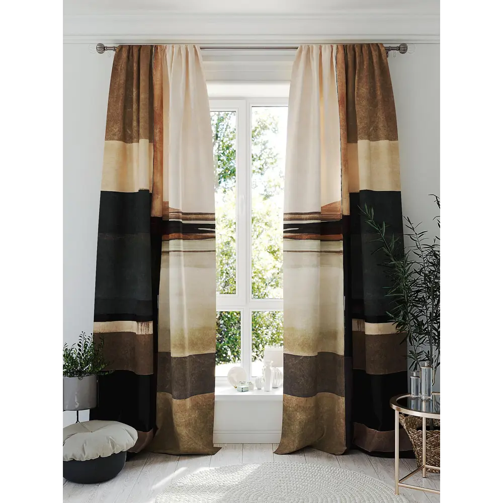 Фото 2 Комплект штор на шторной ленте Comfy Way Бранфис 150x280 см цвет бежевый Фото 2 Комплект штор на шторной ленте Comfy Way Бранфис 150x280 см цвет бежевый