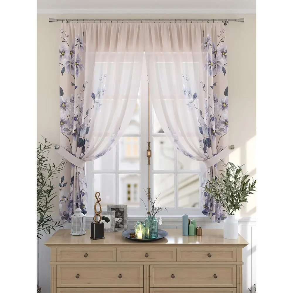 Фото 3 Комплект штор на шторной ленте Comfy Way Линимарс 150x180 см цвет бежевый Фото 3 Комплект штор на шторной ленте Comfy Way Линимарс 150x180 см цвет бежевый