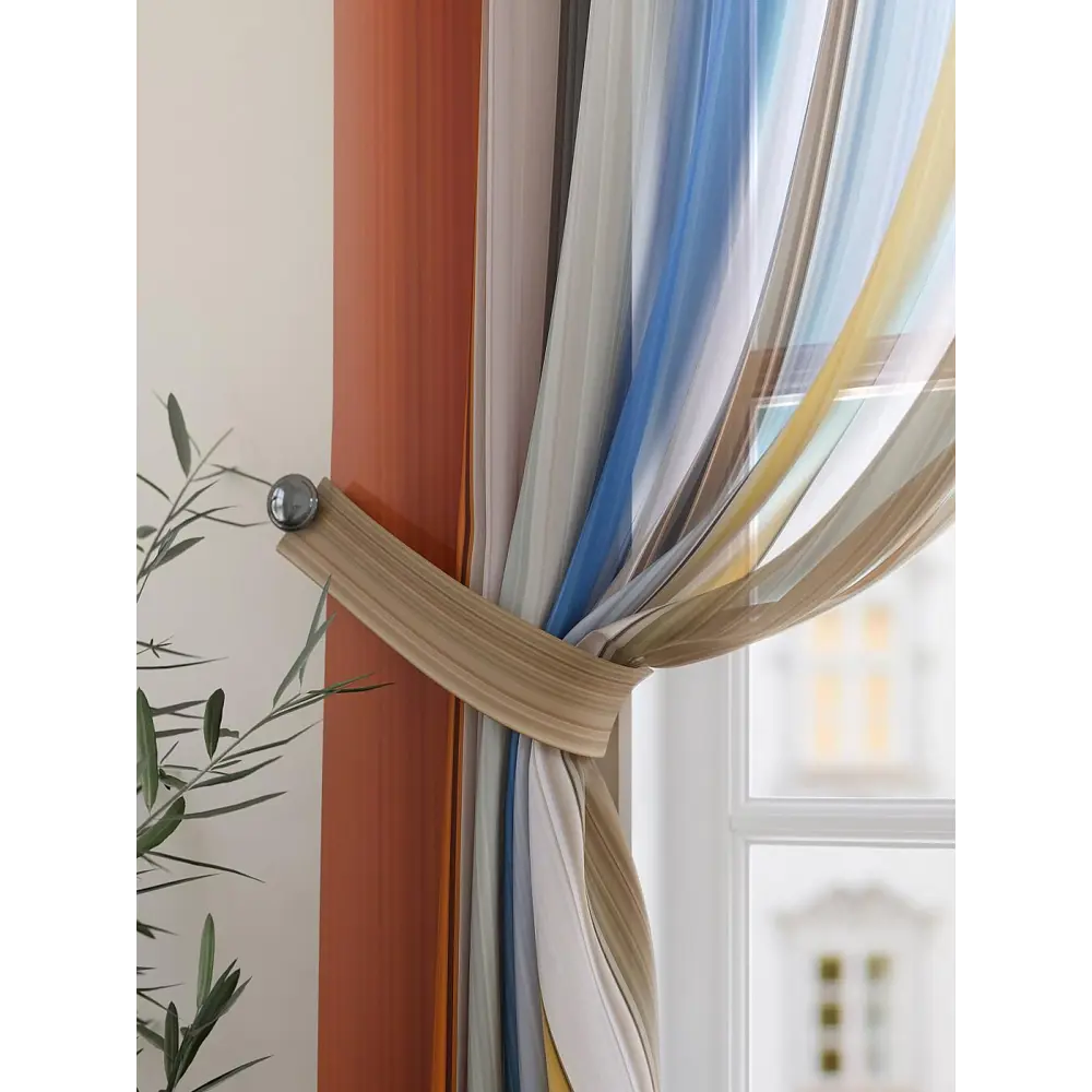 Фото 2 Комплект штор на шторной ленте Comfy Way Ранфикас 150x180 см цвет бежевый Фото 2 Комплект штор на шторной ленте Comfy Way Ранфикас 150x180 см цвет бежевый