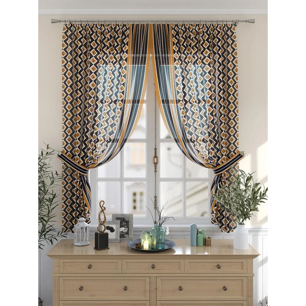 Фото 4 Комплект штор на шторной ленте Comfy Way Некоривас 150x180 см цвет белый Фото 4 Комплект штор на шторной ленте Comfy Way Некоривас 150x180 см цвет белый