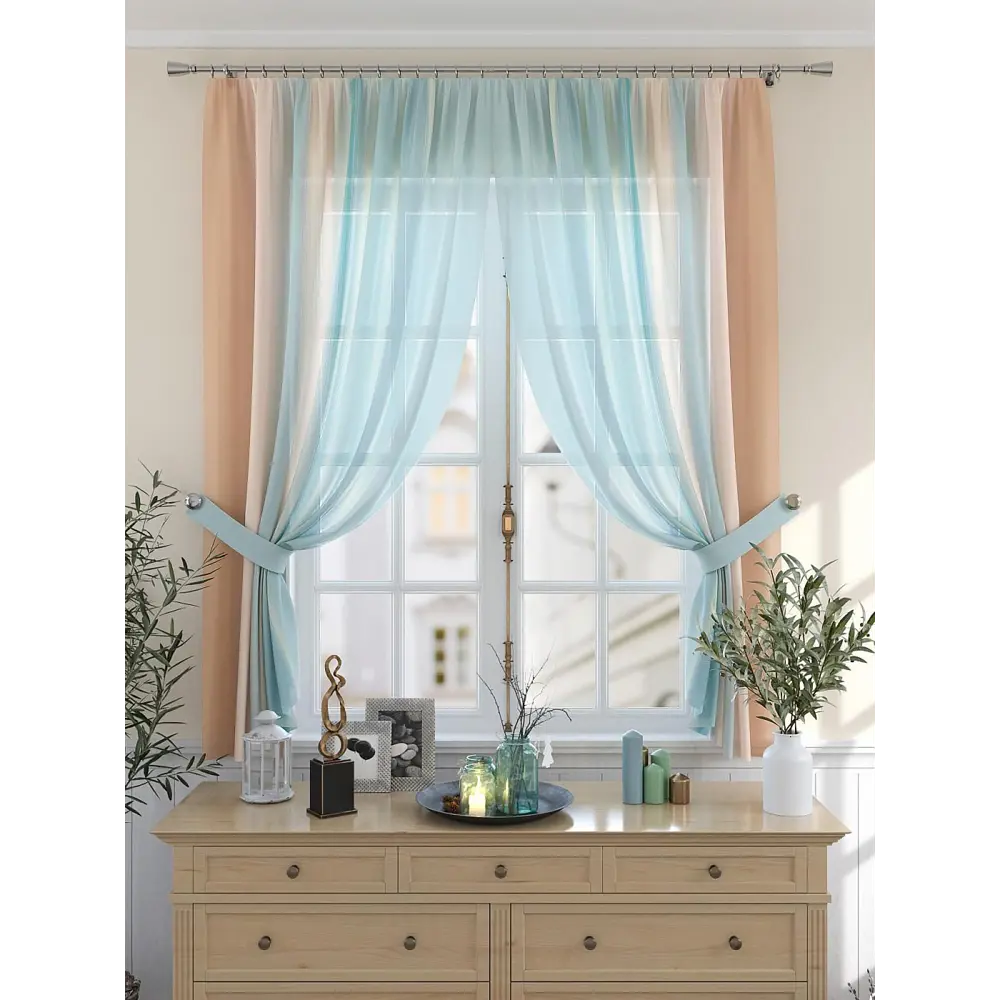 Фото 4 Комплект штор на шторной ленте Comfy Way Ланмикарс 150x180 см цвет голубой Фото 4 Комплект штор на шторной ленте Comfy Way Ланмикарс 150x180 см цвет голубой