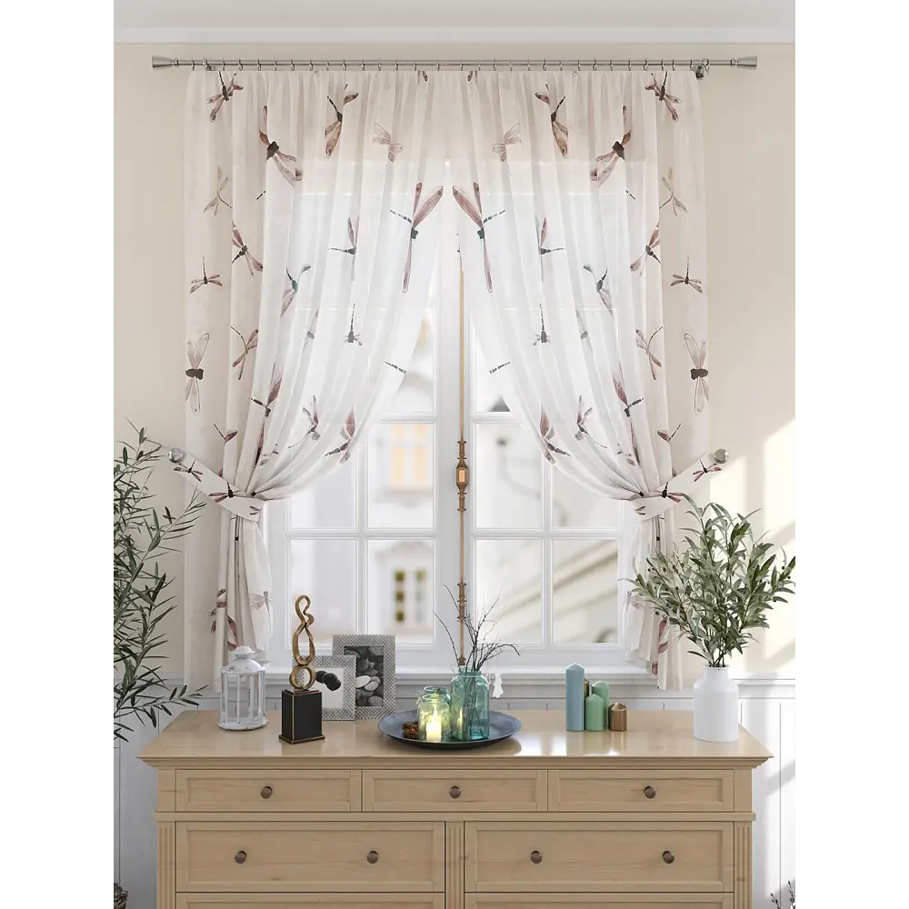 Фото 2 Комплект штор на шторной ленте Comfy Way Ренвисар 150x180 см цвет бежевый Фото 2 Комплект штор на шторной ленте Comfy Way Ренвисар 150x180 см цвет бежевый