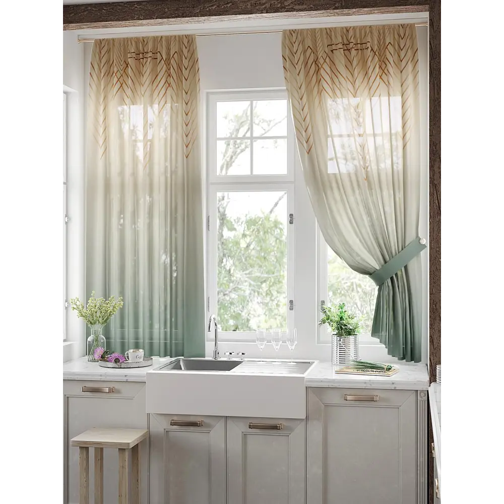 Фото Комплект штор на шторной ленте Comfy Way Ританкрис 150x180 см цвет бежевый Фото Комплект штор на шторной ленте Comfy Way Ританкрис 150x180 см цвет бежевый