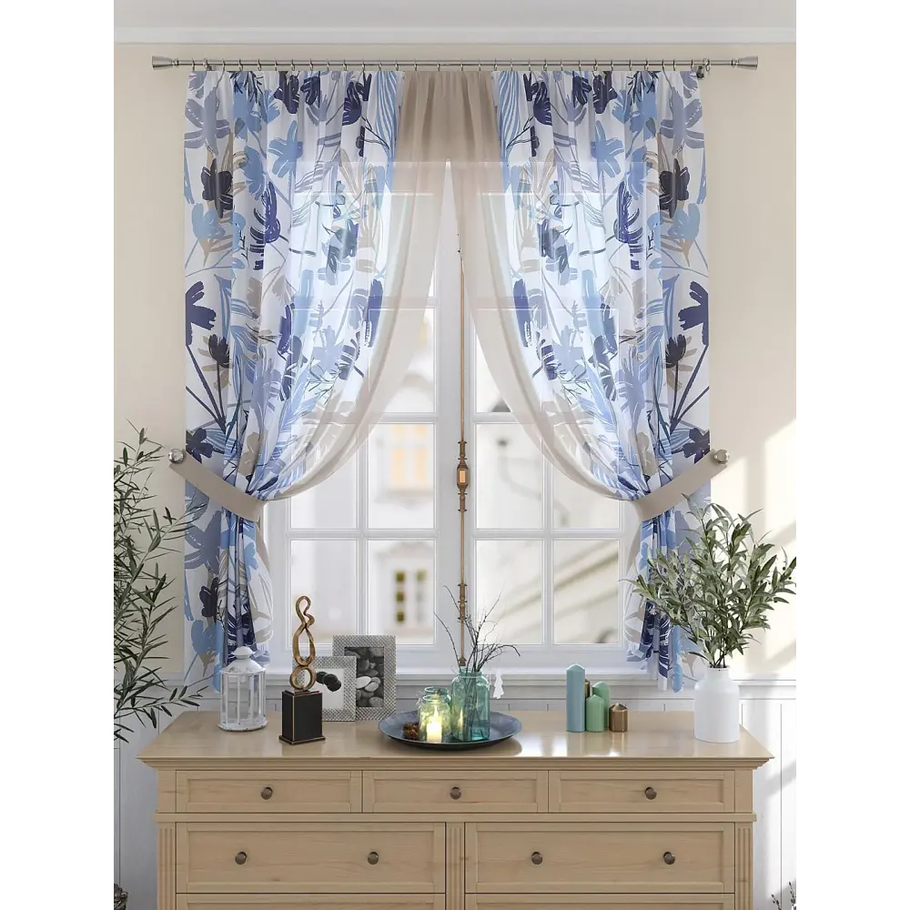 Фото 3 Комплект штор на шторной ленте Comfy Way Шенкрилас 150x180 см цвет бежевый Фото 3 Комплект штор на шторной ленте Comfy Way Шенкрилас 150x180 см цвет бежевый