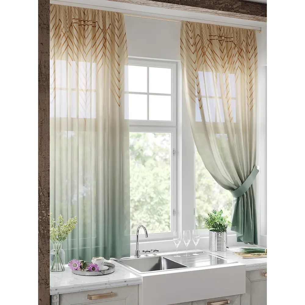Фото 2 Комплект штор на шторной ленте Comfy Way Ританкрис 150x180 см цвет бежевый Фото 2 Комплект штор на шторной ленте Comfy Way Ританкрис 150x180 см цвет бежевый