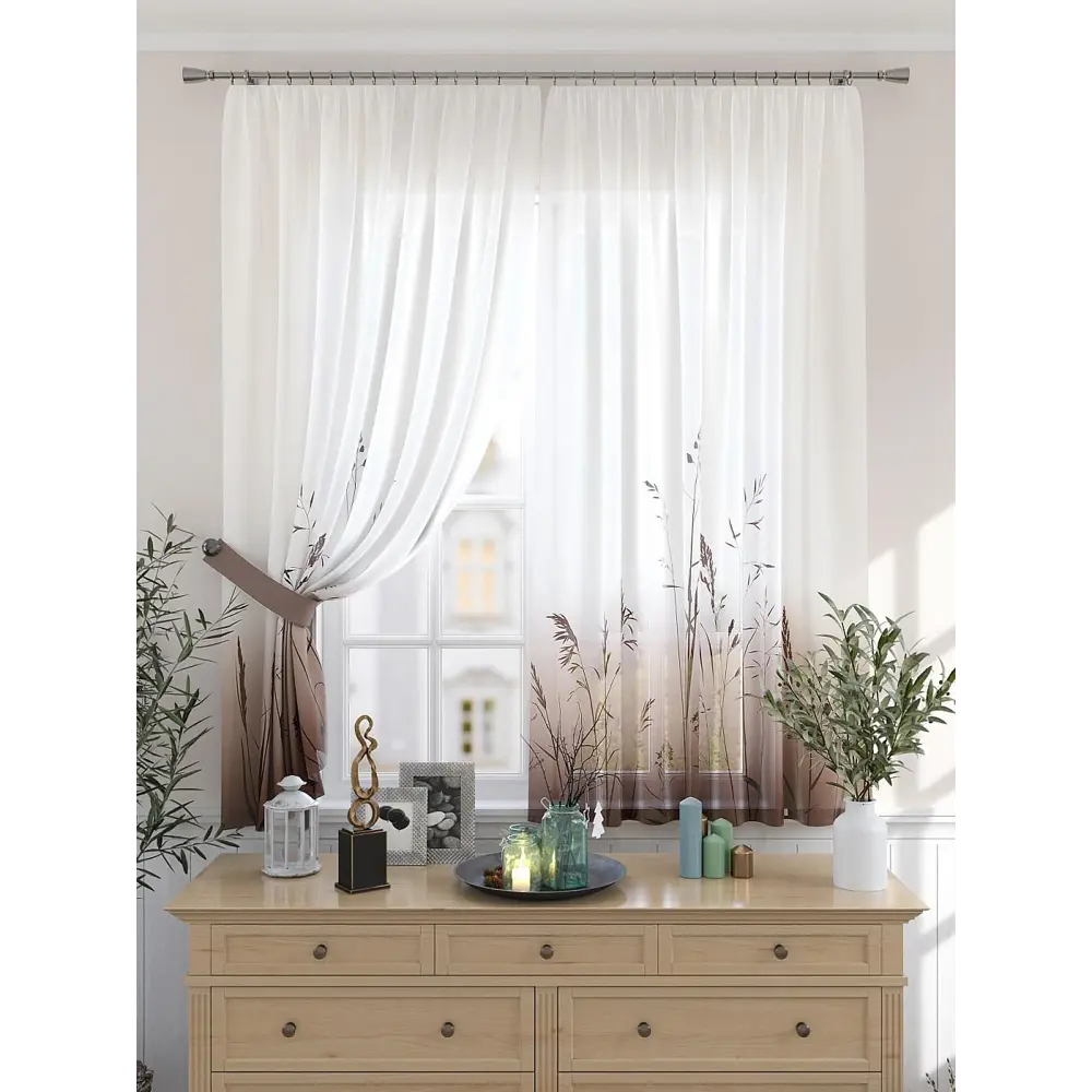 Фото Комплект штор на шторной ленте Comfy Way Ликантро 150x180 см цвет темно-коричневый Фото Комплект штор на шторной ленте Comfy Way Ликантро 150x180 см цвет темно-коричневый