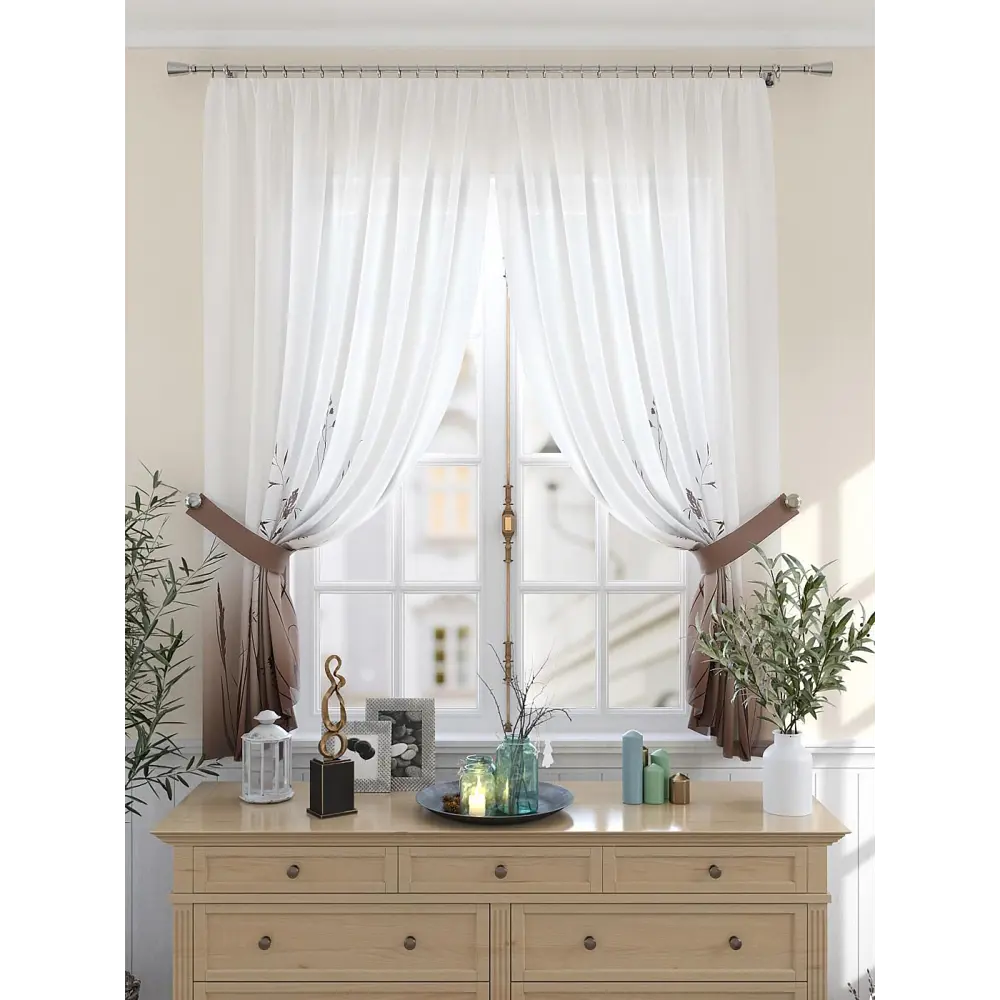 Фото 4 Комплект штор на шторной ленте Comfy Way Ликантро 150x180 см цвет темно-коричневый Фото 4 Комплект штор на шторной ленте Comfy Way Ликантро 150x180 см цвет темно-коричневый