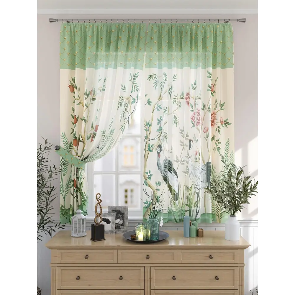 Фото Комплект штор на шторной ленте Comfy Way Фанритес 150x180 см цвет бежевый
