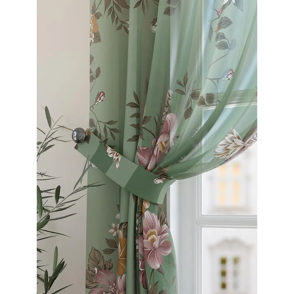 Фото 2 Комплект штор на шторной ленте Comfy Way Лекнорис 150x180 см цвет зеленый Фото 2 Комплект штор на шторной ленте Comfy Way Лекнорис 150x180 см цвет зеленый