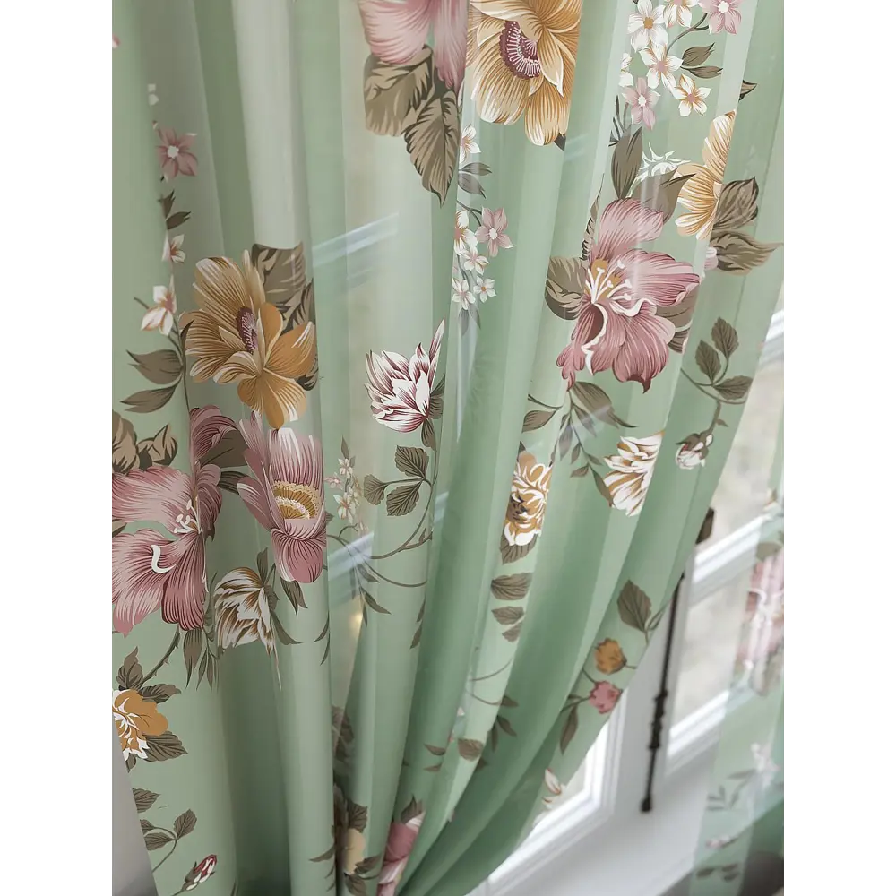 Фото Комплект штор на шторной ленте Comfy Way Лекнорис 150x180 см цвет зеленый Фото Комплект штор на шторной ленте Comfy Way Лекнорис 150x180 см цвет зеленый