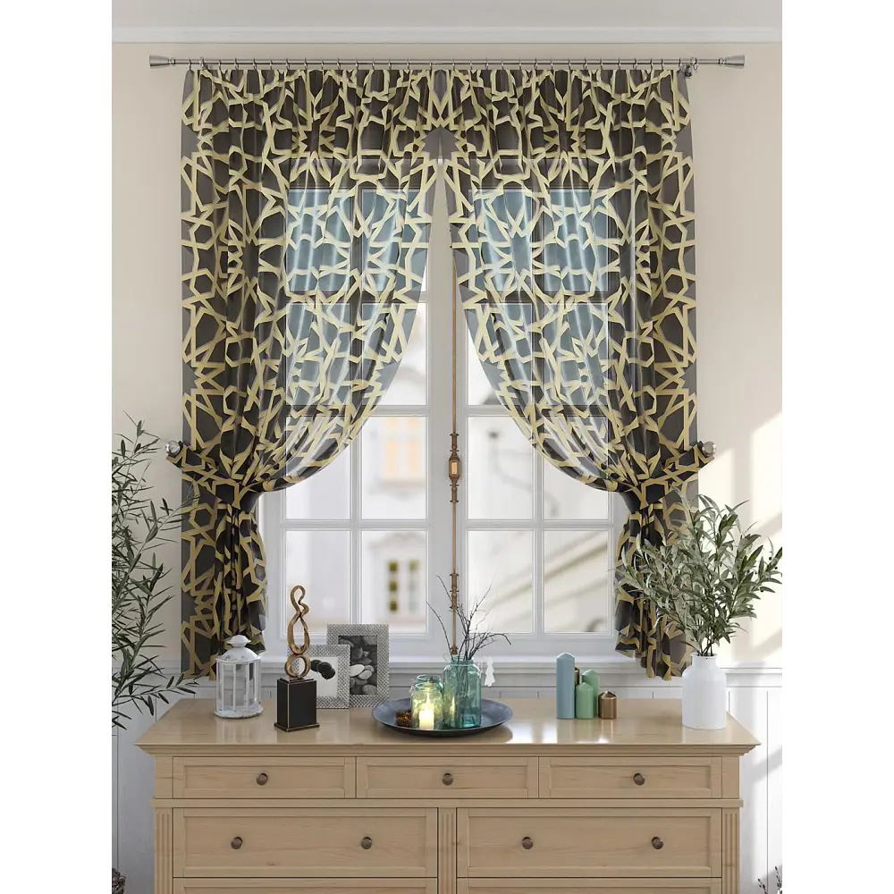 Фото 4 Комплект штор на шторной ленте Comfy Way Конвикас 150x180 см цвет черный Фото 4 Комплект штор на шторной ленте Comfy Way Конвикас 150x180 см цвет черный