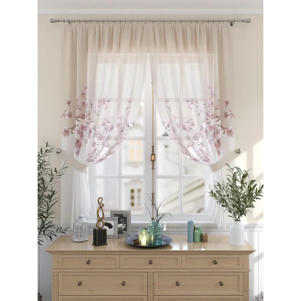 Фото 4 Комплект штор на шторной ленте Comfy Way Санкриас 150x180 см цвет белый Фото 4 Комплект штор на шторной ленте Comfy Way Санкриас 150x180 см цвет белый