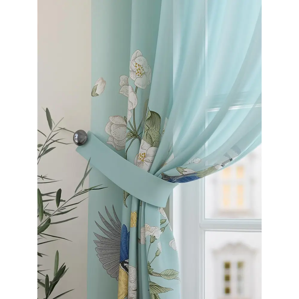 Фото 3 Комплект штор на шторной ленте Comfy Way Ларнкиар 150x180 см цвет бирюзовый Фото 3 Комплект штор на шторной ленте Comfy Way Ларнкиар 150x180 см цвет бирюзовый
