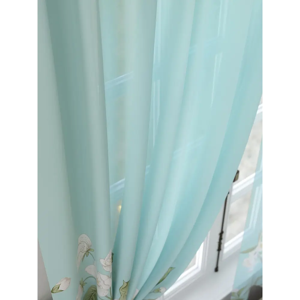 Фото 2 Комплект штор на шторной ленте Comfy Way Ларнкиар 150x180 см цвет бирюзовый Фото 2 Комплект штор на шторной ленте Comfy Way Ларнкиар 150x180 см цвет бирюзовый