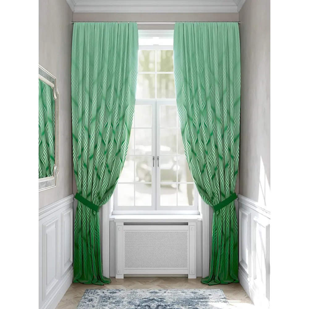 Фото 3 Комплект штор на шторной ленте Comfy Way Рунброс 150x270 см цвет зеленый Фото 3 Комплект штор на шторной ленте Comfy Way Рунброс 150x270 см цвет зеленый