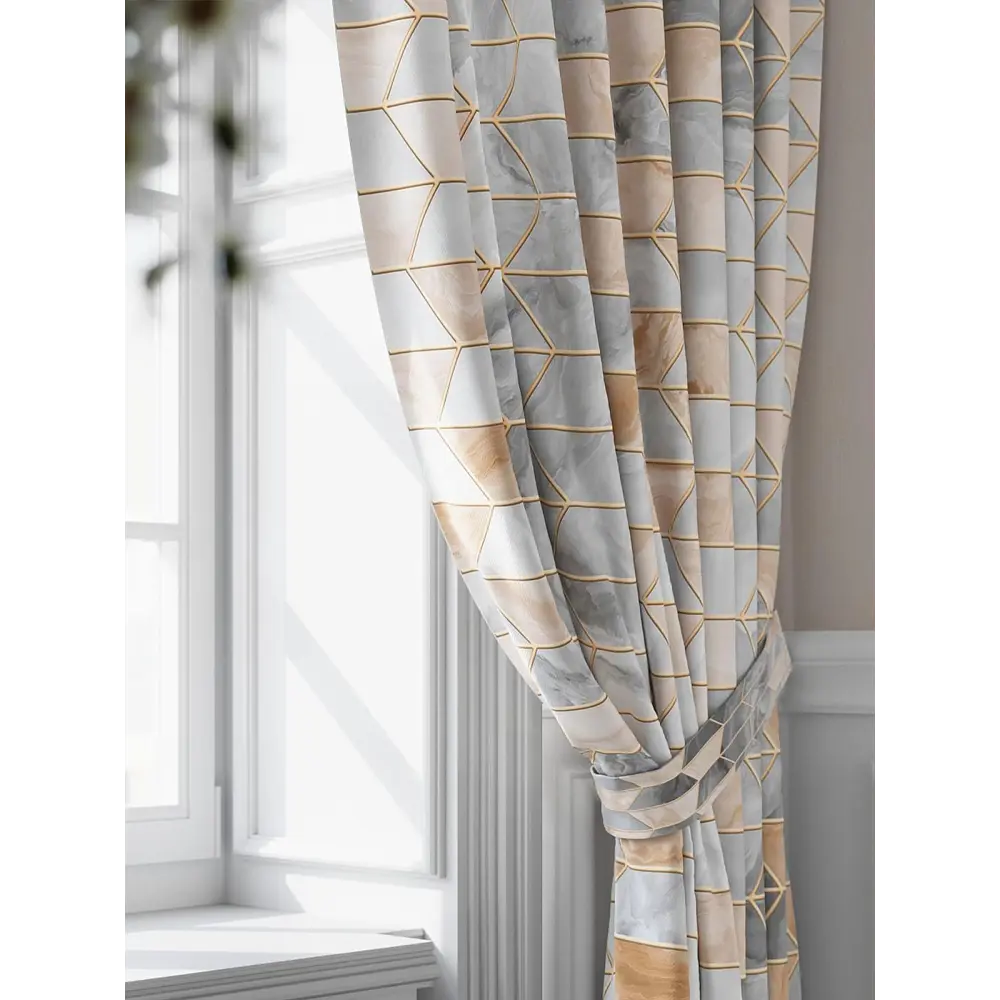 Фото 4 Комплект штор на шторной ленте Comfy Way Элритар 150x270 см цвет серый Фото 4 Комплект штор на шторной ленте Comfy Way Элритар 150x270 см цвет серый