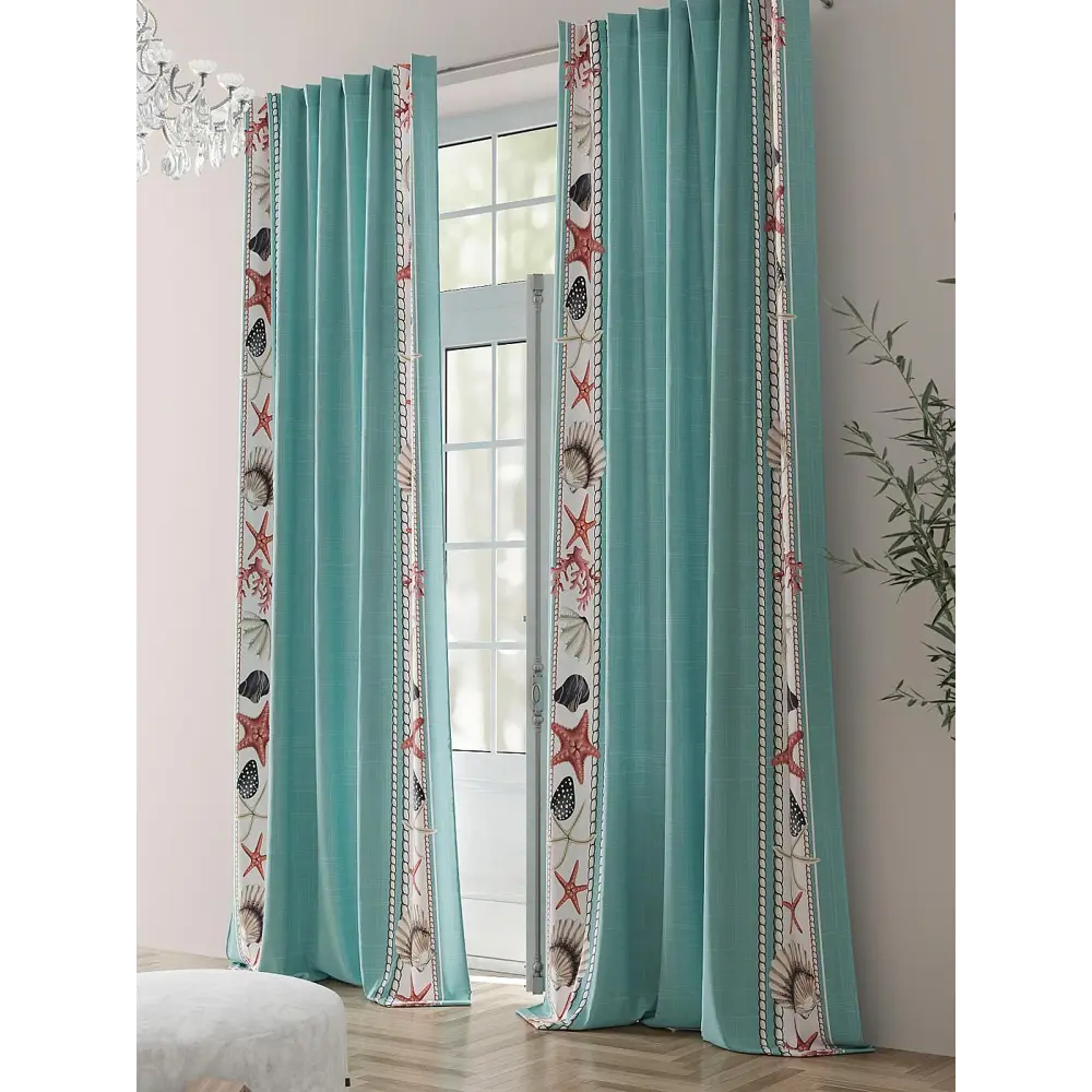 Фото 2 Комплект штор на шторной ленте Comfy Way Релниолт 150x230 см цвет бирюзовый Фото 2 Комплект штор на шторной ленте Comfy Way Релниолт 150x230 см цвет бирюзовый