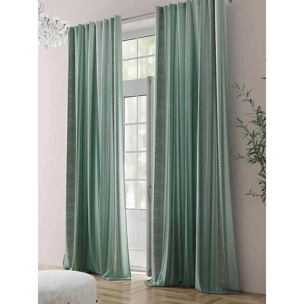 Фото 2 Комплект штор на шторной ленте Comfy Way Канфрост 150x230 см цвет зеленый Фото 2 Комплект штор на шторной ленте Comfy Way Канфрост 150x230 см цвет зеленый