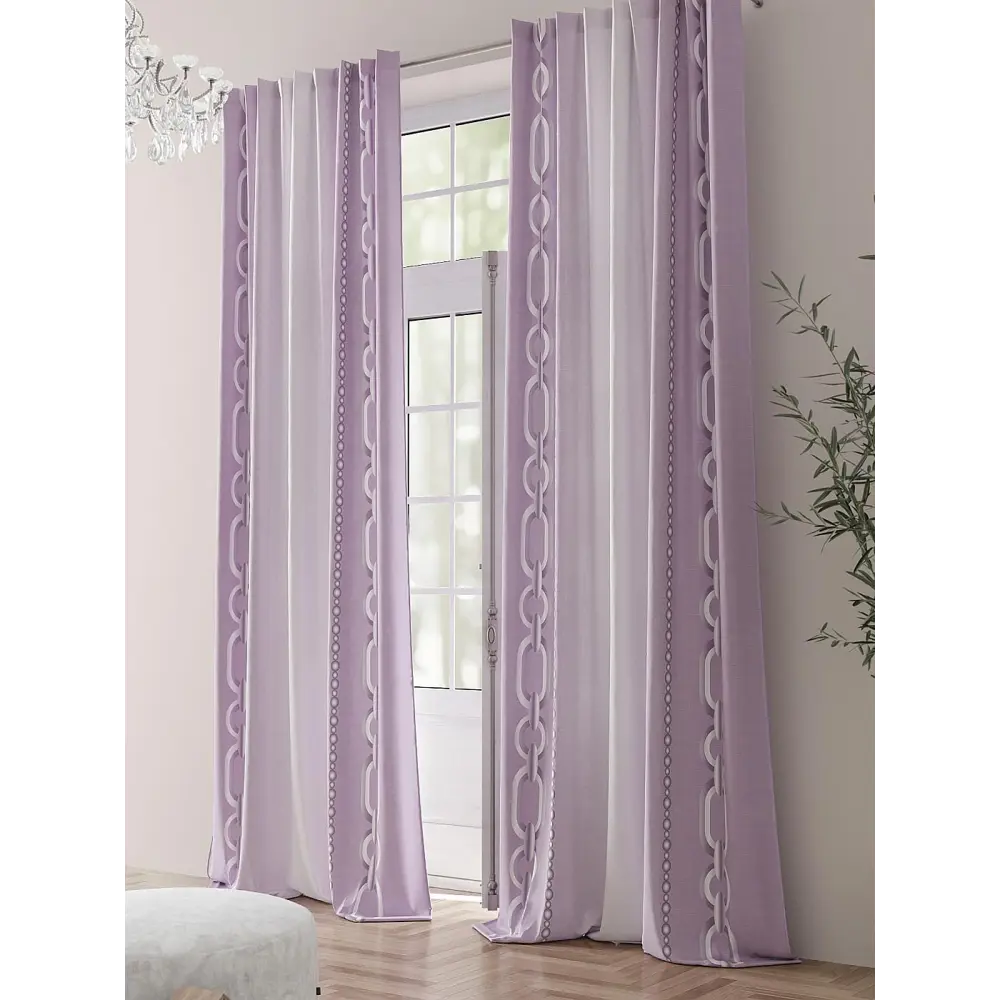 Фото 2 Комплект штор на шторной ленте Comfy Way Локронт 150x230 см цвет фиолетовый