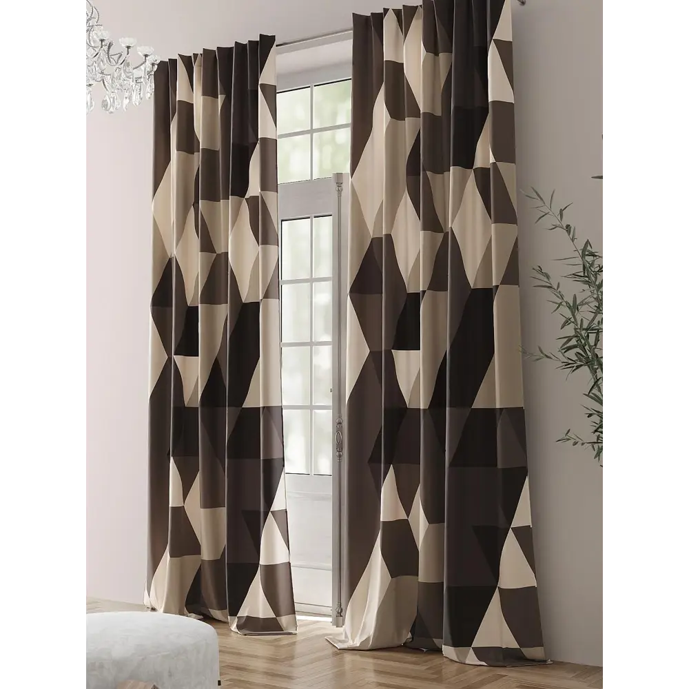 Фото 2 Комплект штор на шторной ленте Comfy Way Лорегинс 150x230 см цвет бежевый