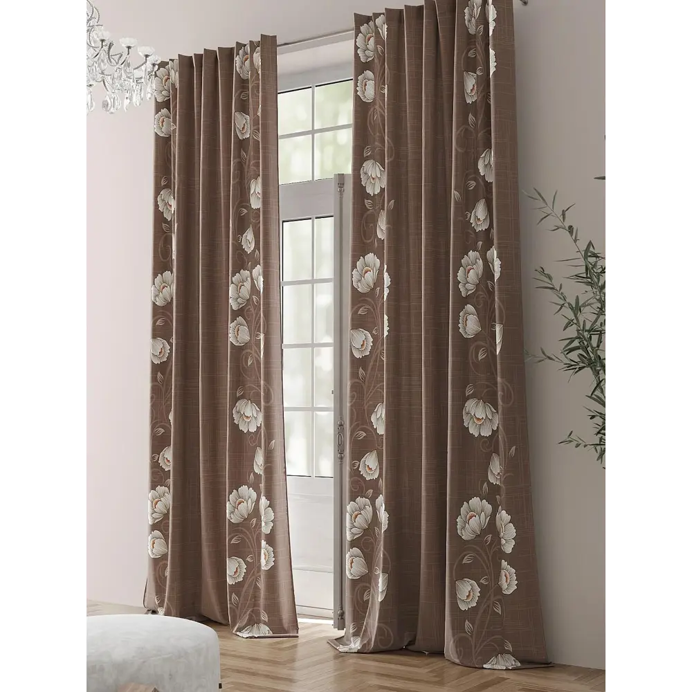 Фото 2 Комплект штор на шторной ленте Comfy Way Флантрис 150x230 см цвет коричневый Фото 2 Комплект штор на шторной ленте Comfy Way Флантрис 150x230 см цвет коричневый