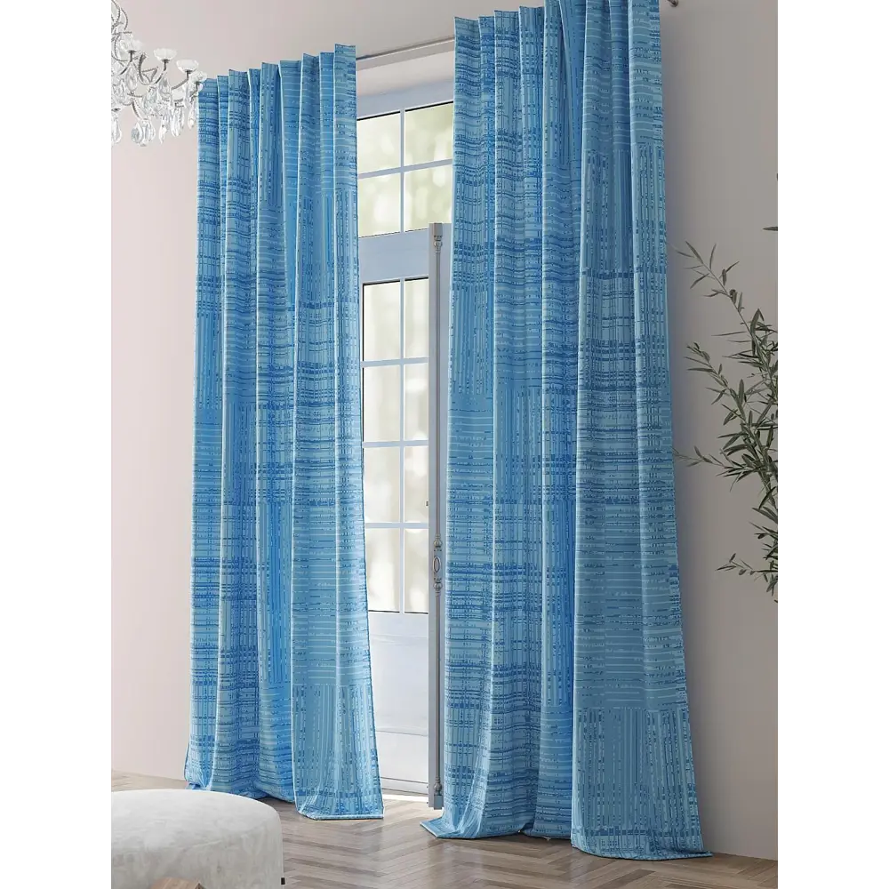 Фото 2 Комплект штор на шторной ленте Comfy Way Ронкриолт 150x230 см цвет синий Фото 2 Комплект штор на шторной ленте Comfy Way Ронкриолт 150x230 см цвет синий