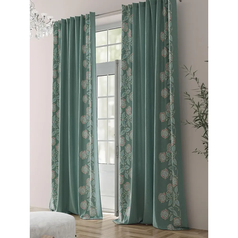 Фото 2 Комплект штор на шторной ленте Comfy Way Шонеклирс 150x230 см цвет бирюзовый Фото 2 Комплект штор на шторной ленте Comfy Way Шонеклирс 150x230 см цвет бирюзовый