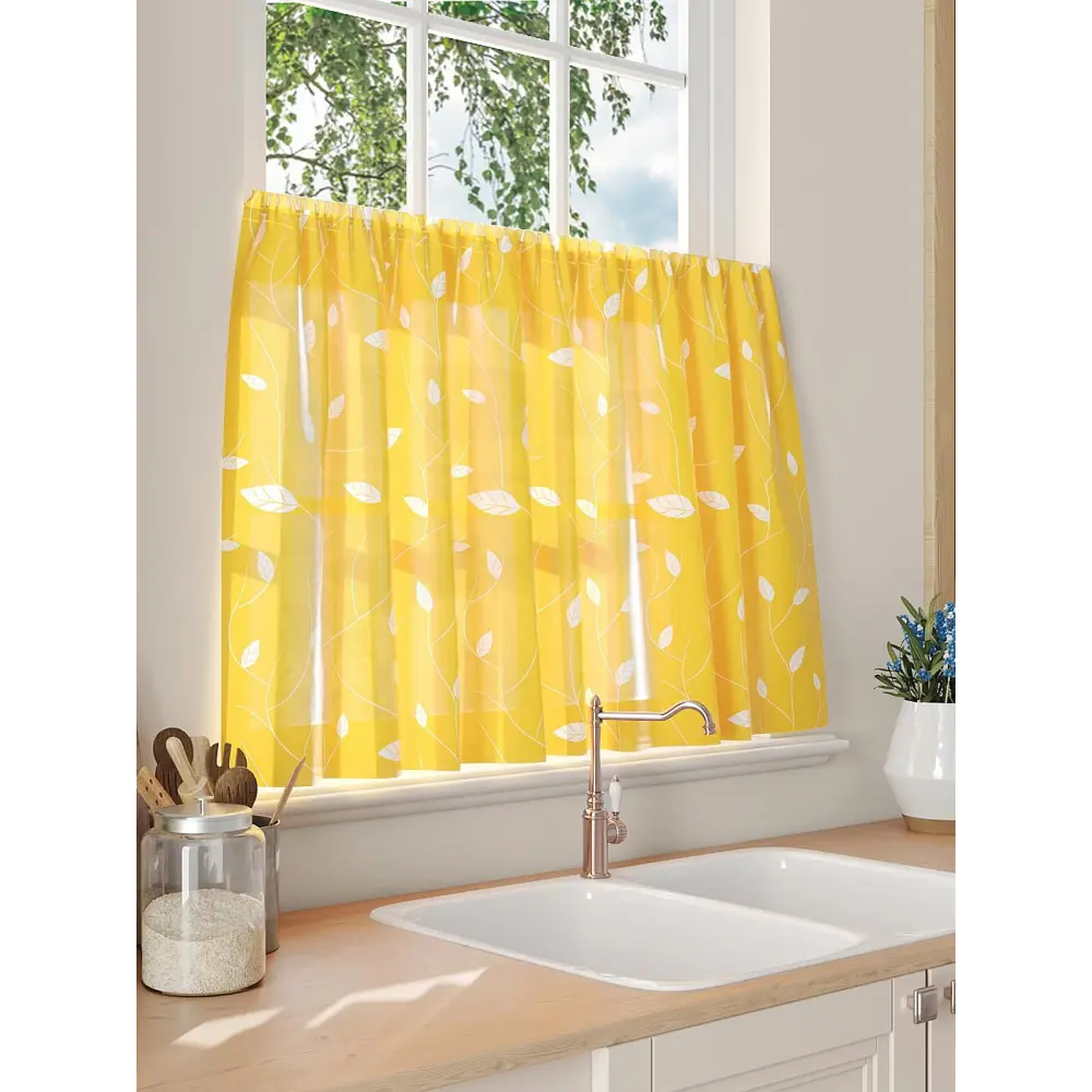 Фото 3 Тюль на кулиске Comfy Way Филинсит 150x60 см цвет желтый Фото 3 Тюль на кулиске Comfy Way Филинсит 150x60 см цвет желтый