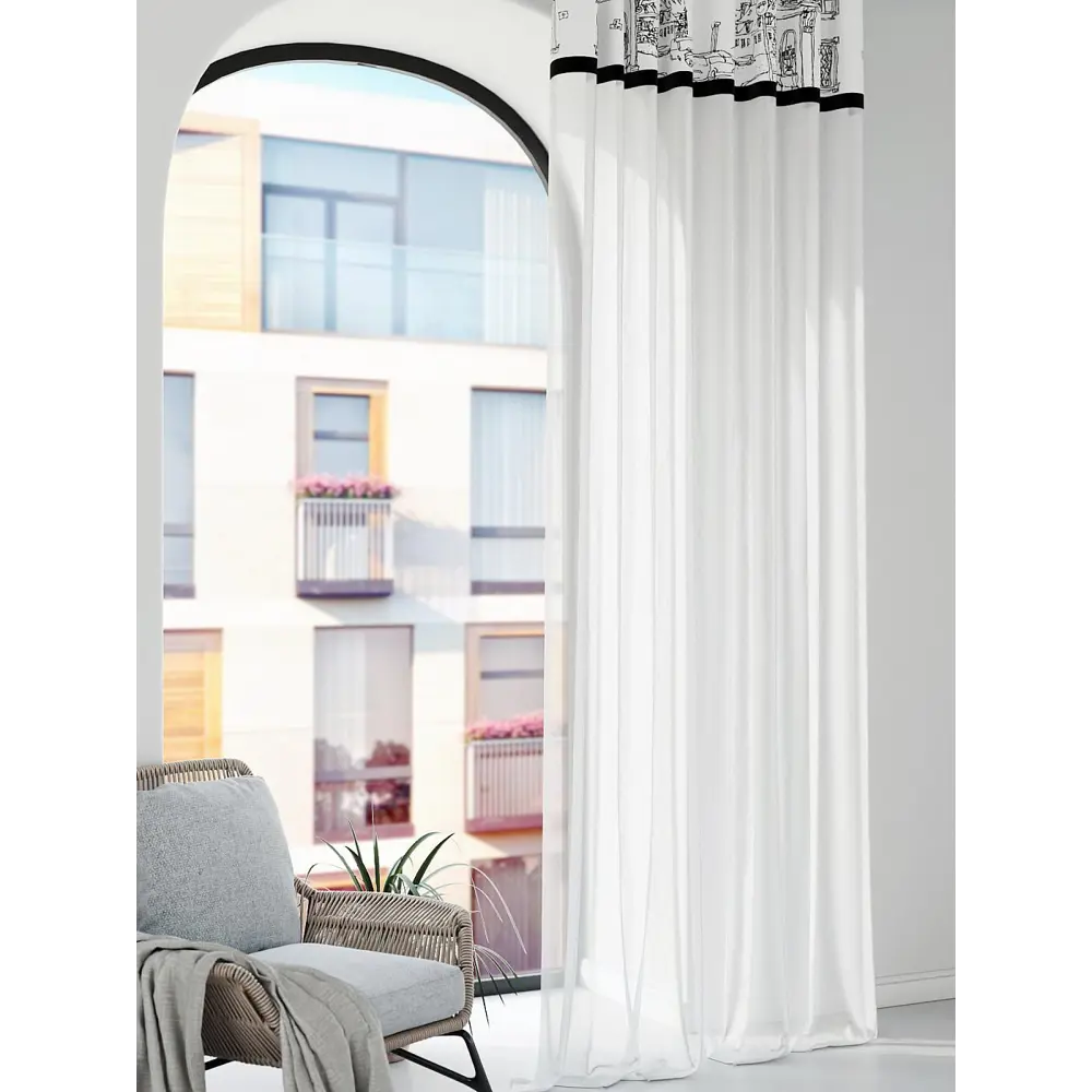 Фото 3 Штора на шторной ленте Comfy Way Ронофир 150x250 см цвет белый Фото 3 Штора на шторной ленте Comfy Way Ронофир 150x250 см цвет белый