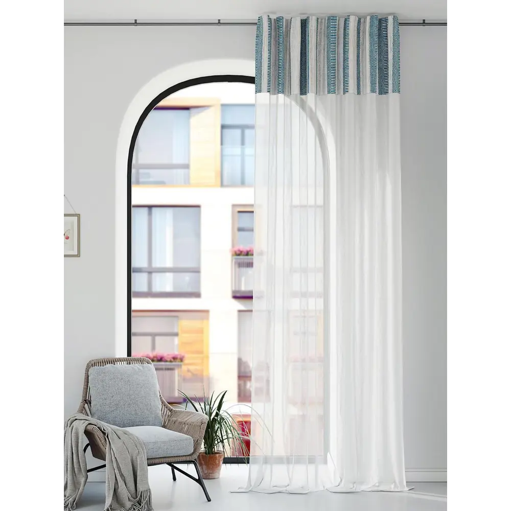 Фото 2 Штора на шторной ленте Comfy Way Фанрилар 150x250 см цвет белый Фото 2 Штора на шторной ленте Comfy Way Фанрилар 150x250 см цвет белый