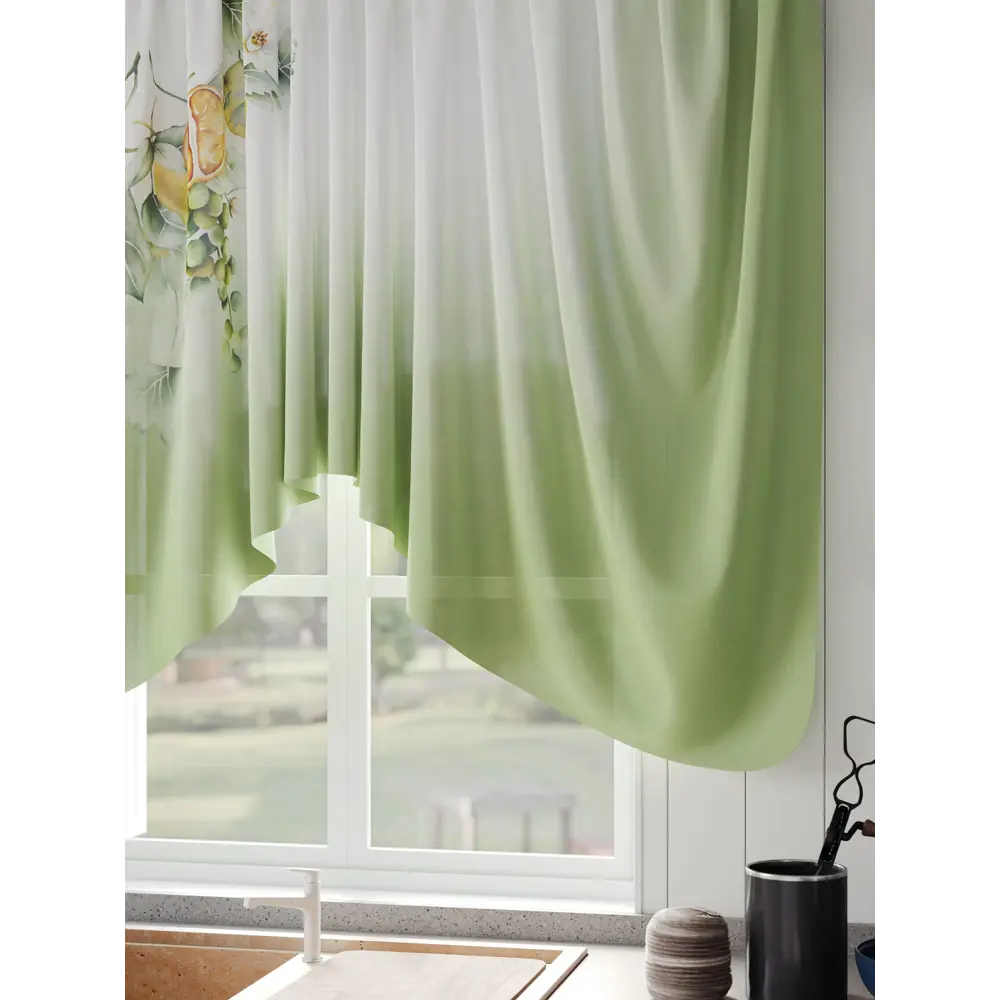Фото 4 Штора на шторной ленте Comfy Way Сарвиарс 300x130 см цвет зеленый Фото 4 Штора на шторной ленте Comfy Way Сарвиарс 300x130 см цвет зеленый