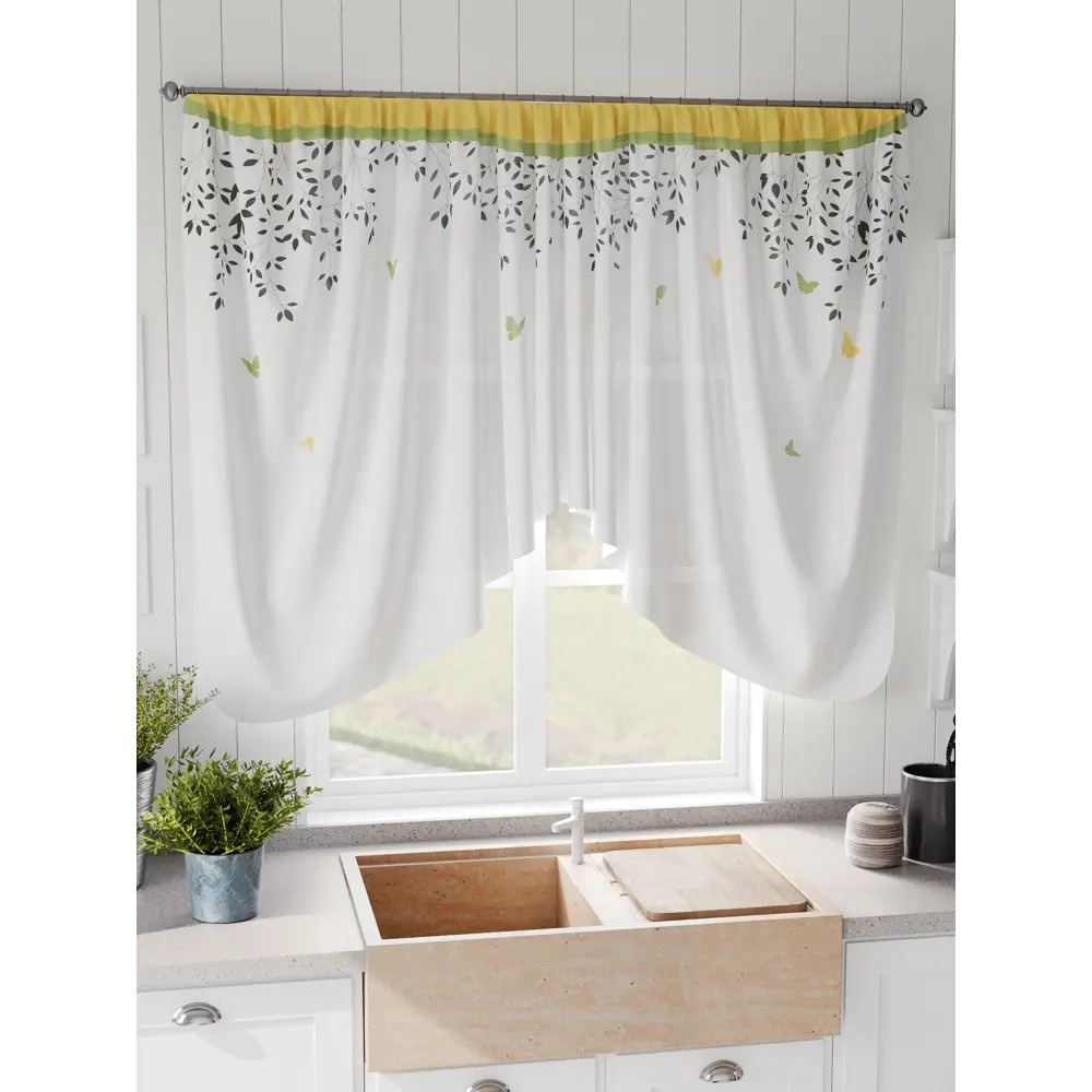 Фото 6 Штора на шторной ленте Comfy Way Римаринис 300x130 см цвет белый Фото 6 Штора на шторной ленте Comfy Way Римаринис 300x130 см цвет белый
