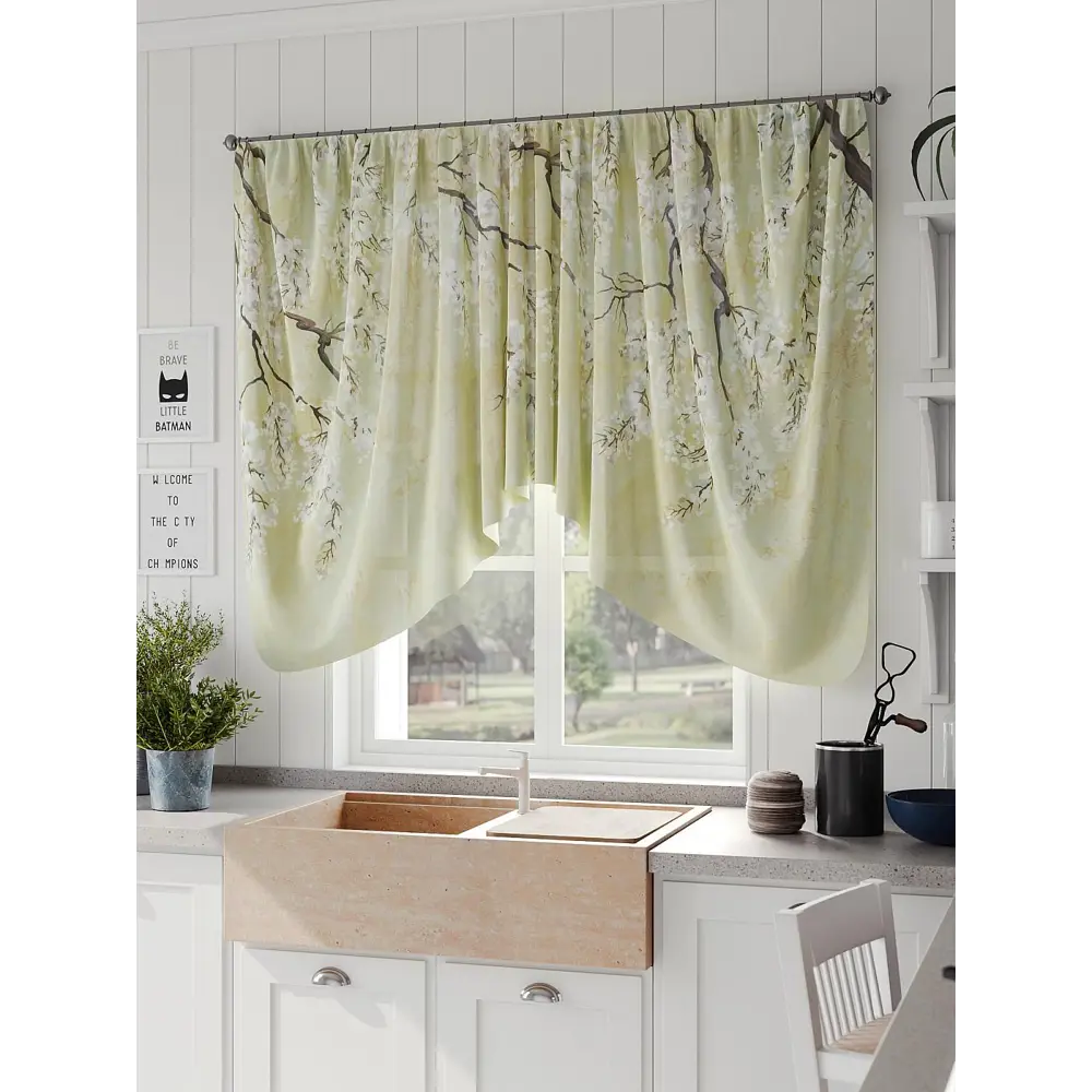 Фото 2 Штора на шторной ленте Comfy Way Гвенирол 300x130 см цвет белый Фото 2 Штора на шторной ленте Comfy Way Гвенирол 300x130 см цвет белый