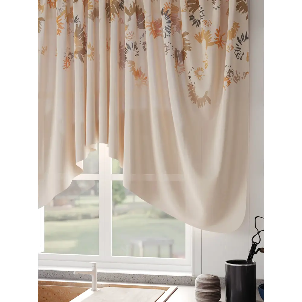 Фото 5 Штора на шторной ленте Comfy Way Фиаринис 300x130 см цвет бежевый Фото 5 Штора на шторной ленте Comfy Way Фиаринис 300x130 см цвет бежевый