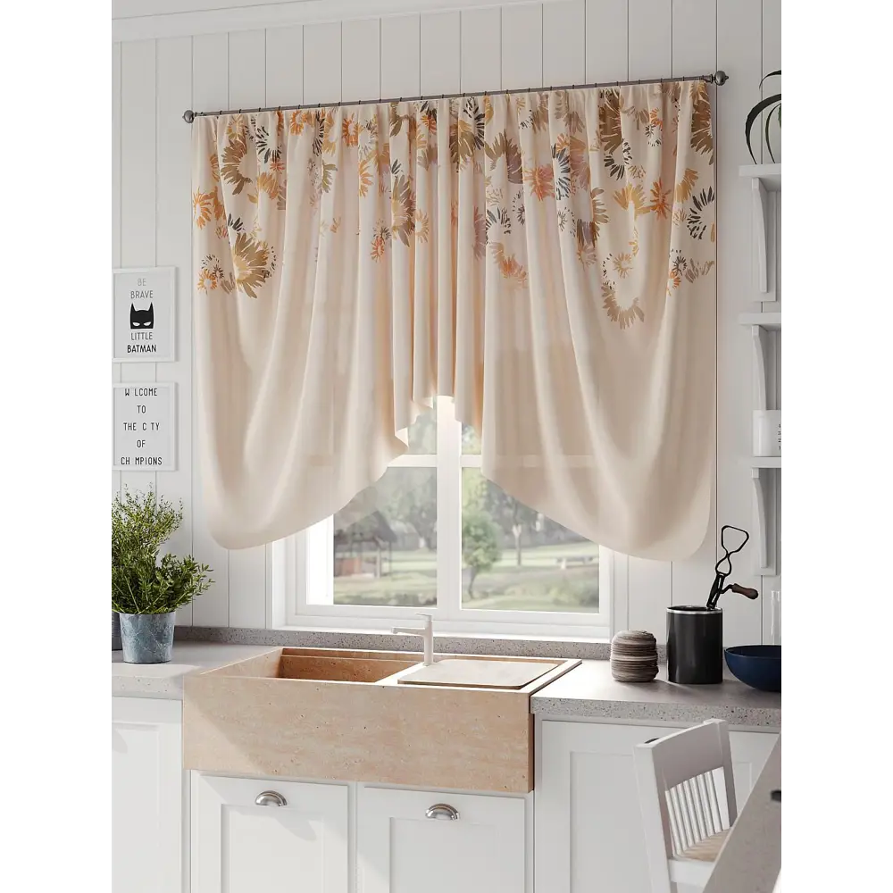 Фото 2 Штора на шторной ленте Comfy Way Фиаринис 300x130 см цвет бежевый Фото 2 Штора на шторной ленте Comfy Way Фиаринис 300x130 см цвет бежевый