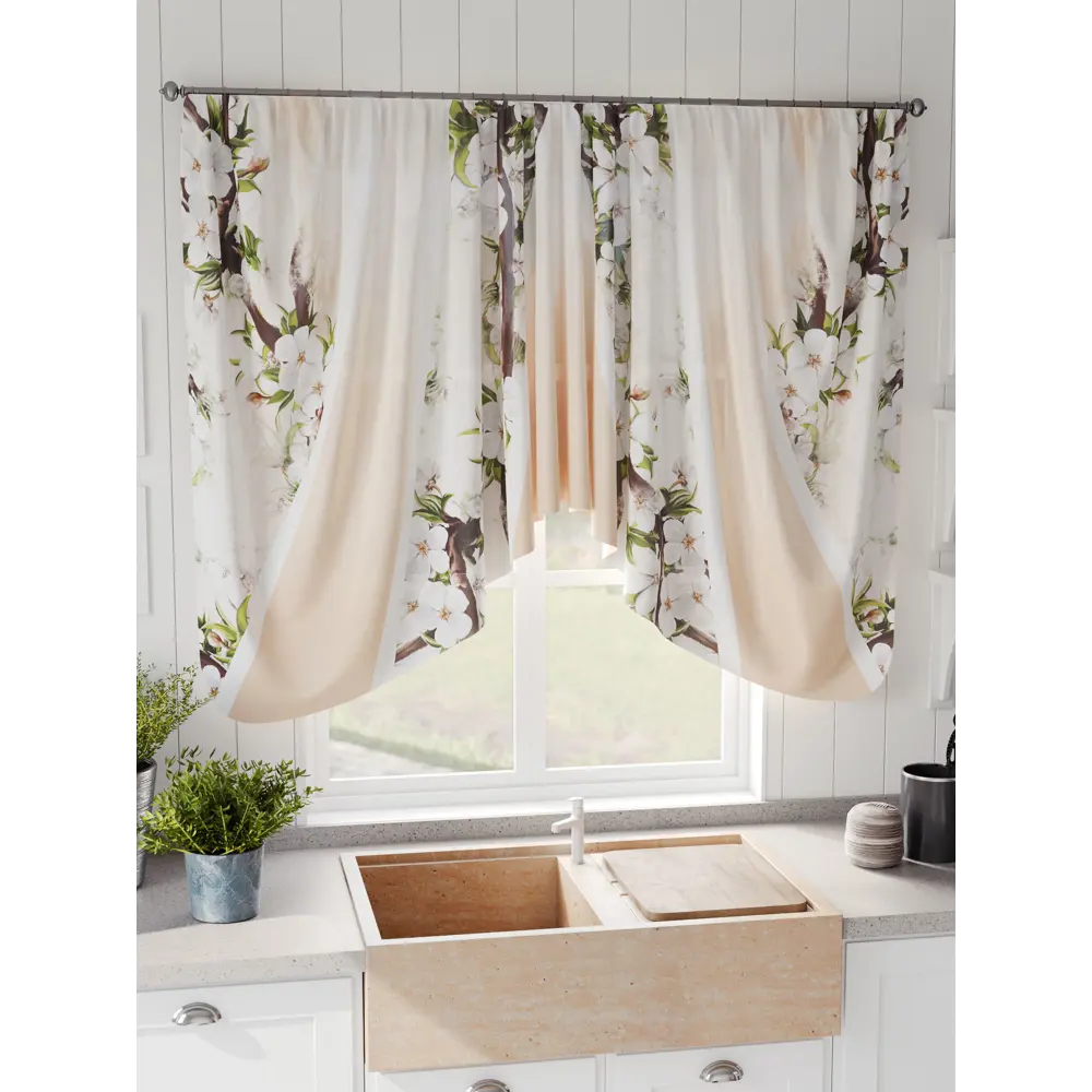 Фото 6 Штора на шторной ленте Comfy Way Рамиранс 300x130 см цвет бежевый Фото 6 Штора на шторной ленте Comfy Way Рамиранс 300x130 см цвет бежевый