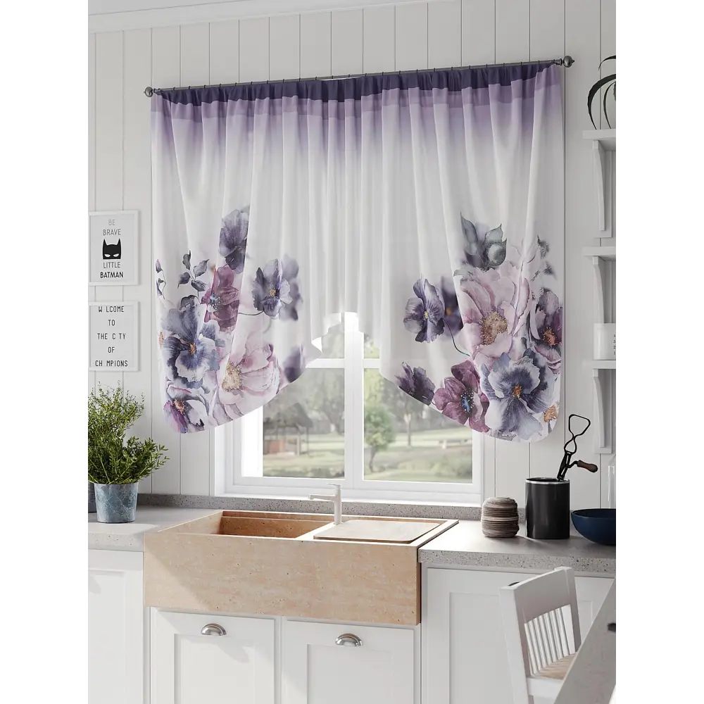 Фото 2 Штора на шторной ленте Comfy Way Флонмокс 300x130 см цвет фиолетовый Фото 2 Штора на шторной ленте Comfy Way Флонмокс 300x130 см цвет фиолетовый