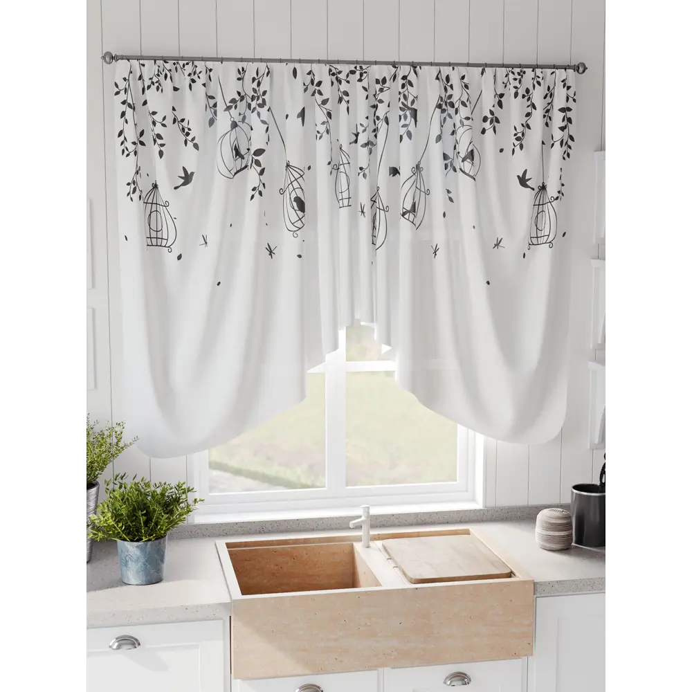 Фото 6 Штора на шторной ленте Comfy Way Шоркас 300x130 см цвет белый Фото 6 Штора на шторной ленте Comfy Way Шоркас 300x130 см цвет белый